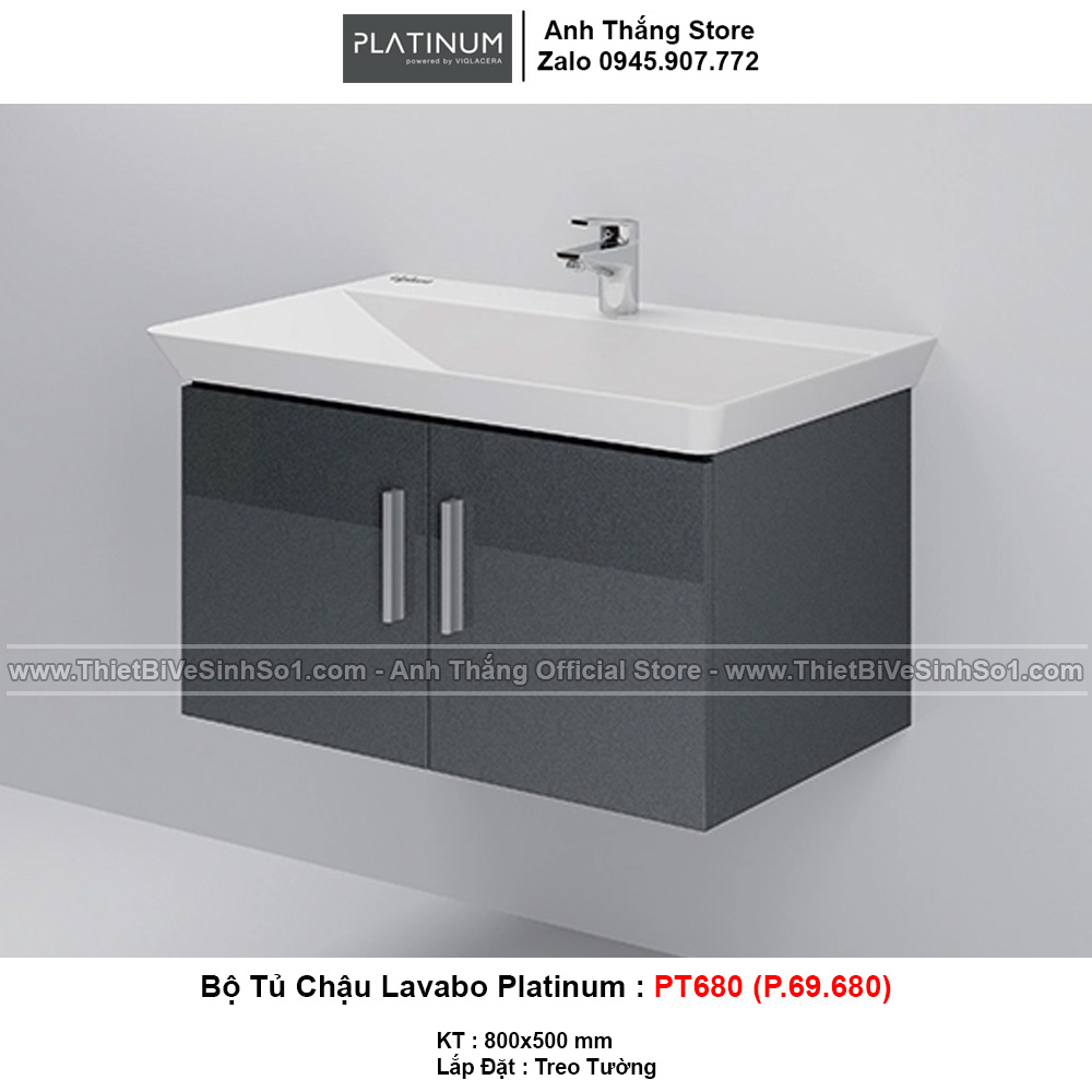 Bộ Tủ Chậu Lavabo Platinum PT680 (P.69.680)