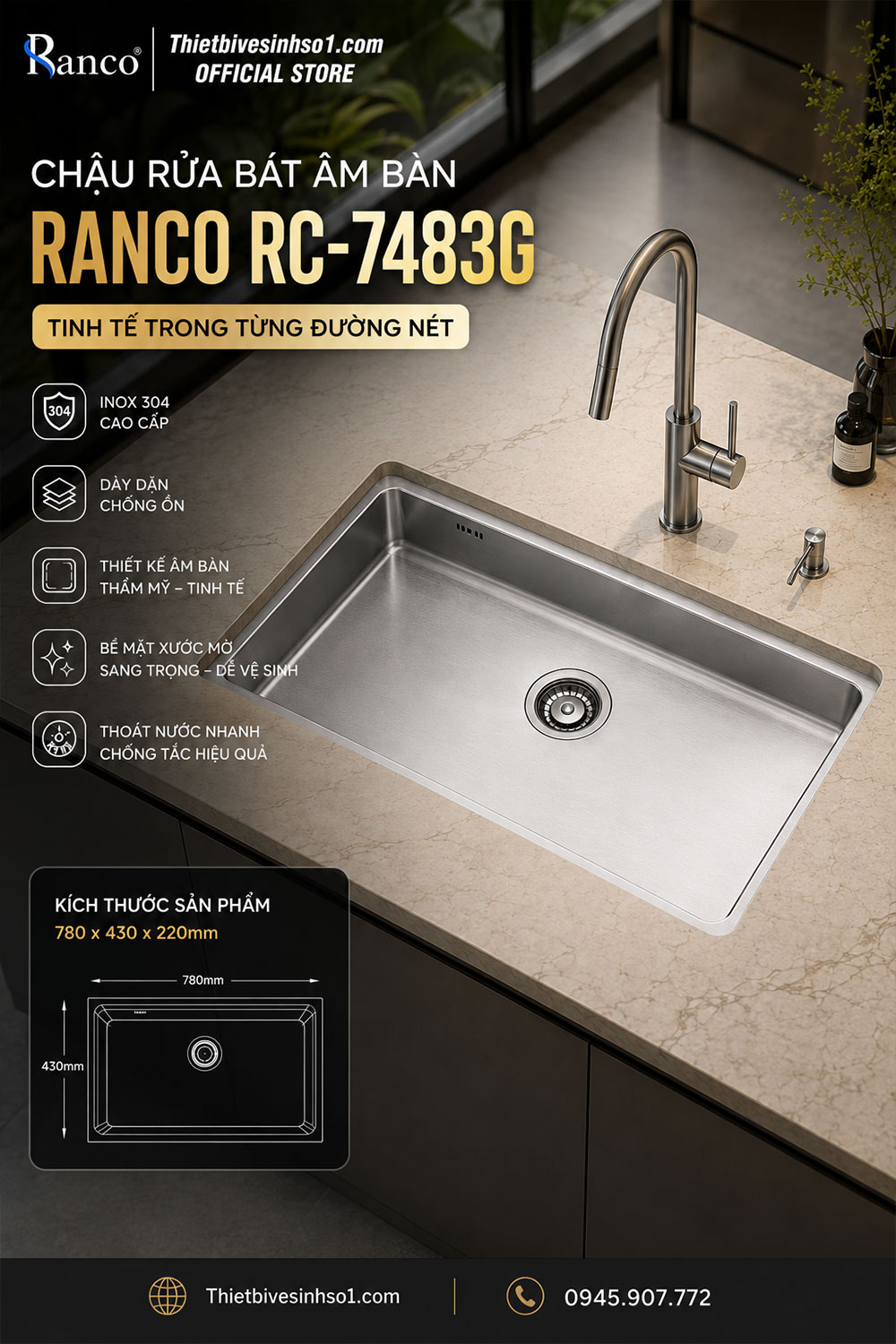 Chậu Rửa Bát Ranco RC-7483G Chậu Rửa Bát Ranco RC-7483G