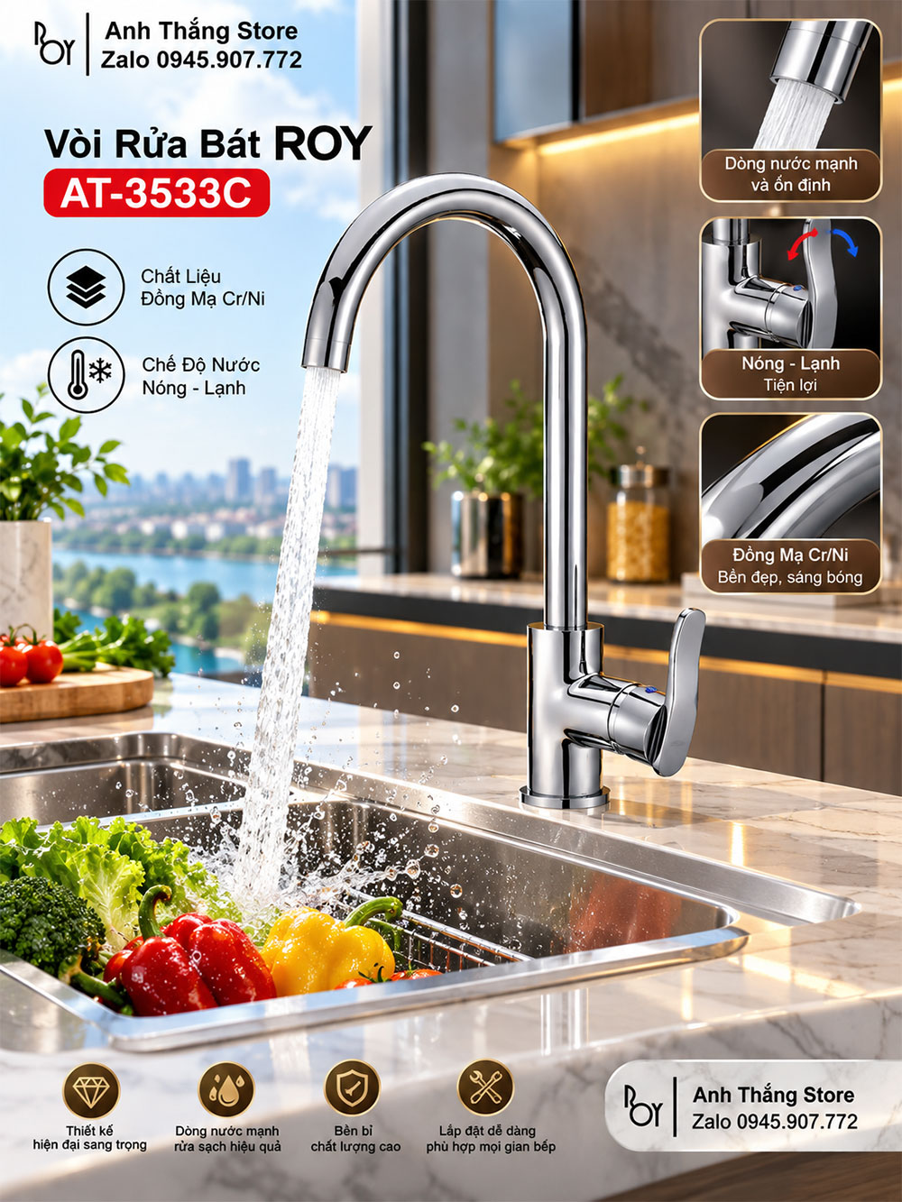 Vòi Rửa Bát ROY AT-3533C Vòi Rửa Bát ROY AT-3533C