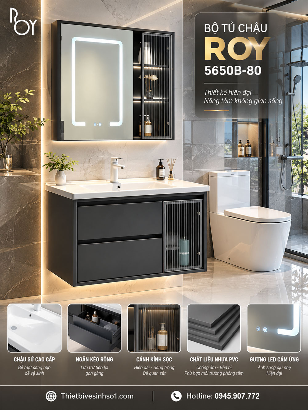 Bộ Tủ Chậu ROY 5650B-80 Bộ Tủ Chậu ROY 5650B-80