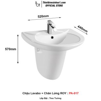 Chậu Lavabo ROY PA-017 Chân Lửng