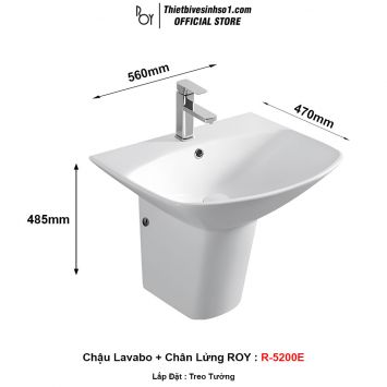 Chậu Lavabo ROY R-5200E Chân Lửng