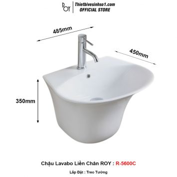 Chậu Lavabo ROY R-5600C Liền Chân