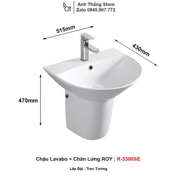 Chậu Lavabo ROY R-5300SE Chân Lửng