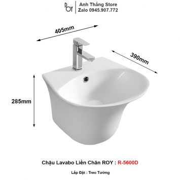 Chậu Lavabo ROY R-5600D Liền Chân