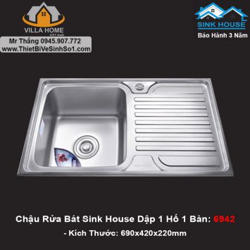 Chậu Rửa Bát Sink House Dập 1 Hố 1 Bàn 6942