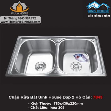 Chậu Rửa Bát Sink House Dập 2 Hố Cân 7843 (304)