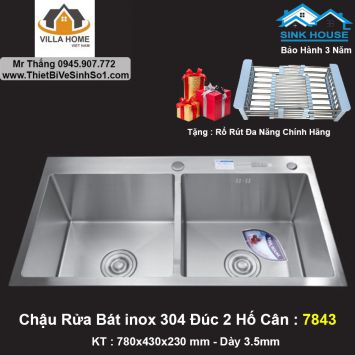 Chậu Rửa Bát SINK HOUSE 2 Hố Cân 7843 (3,5mm)