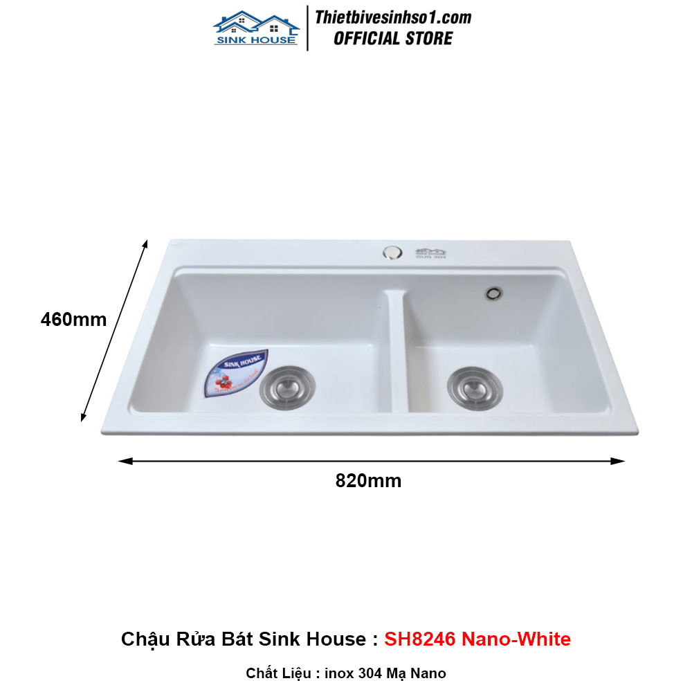Chậu Rửa Bát Sink House SH8246 Nano-White