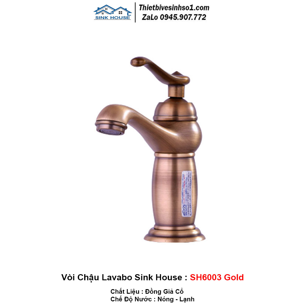 Vòi Chậu Lavabo Sink House SH6003 Gold Vòi Chậu Lavabo Sink House SH6003 Gold