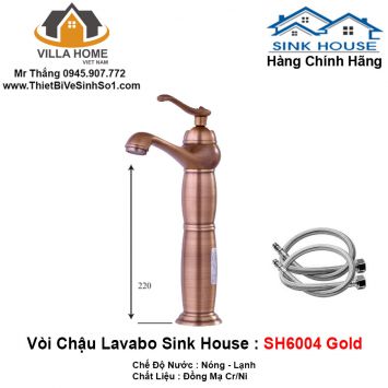 Vòi Lavabo SINK HOUSE SH6004 Gold