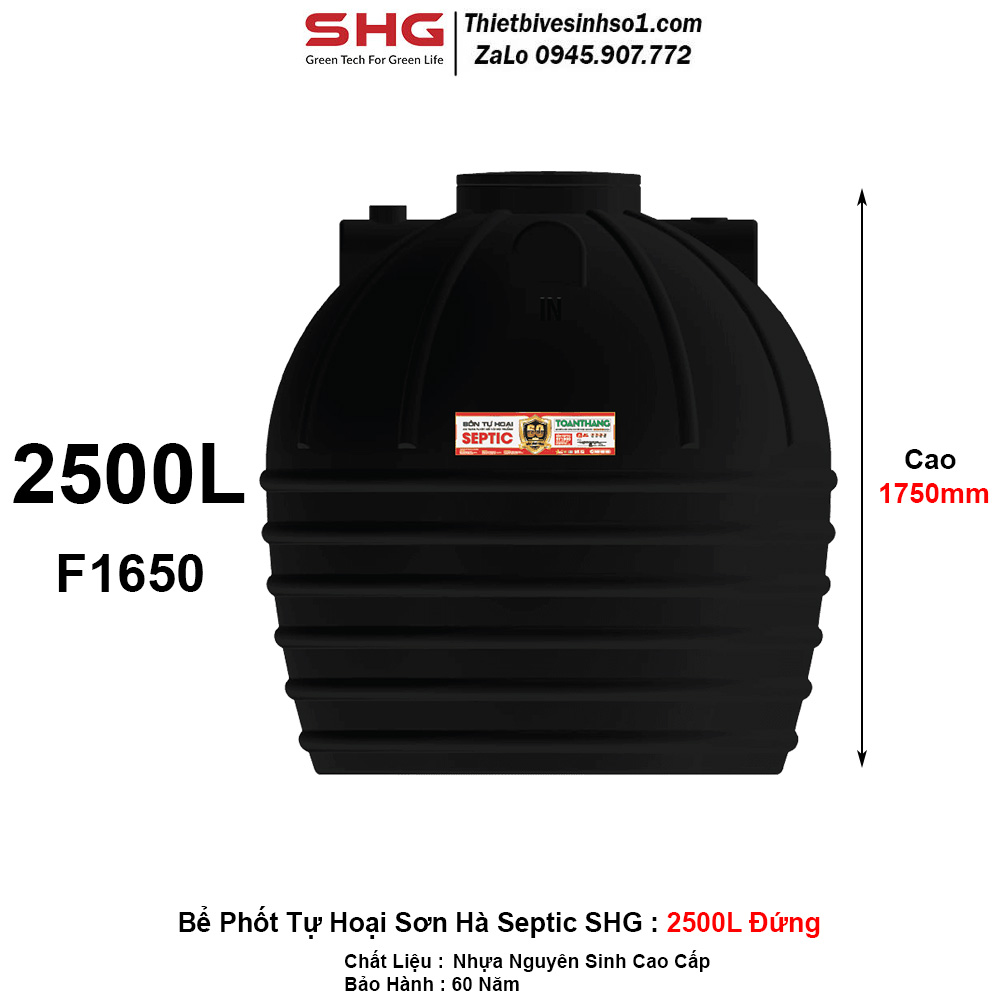 Bể Phốt Tự Hoại Sơn Hà Septic SHG 2500L Đứng