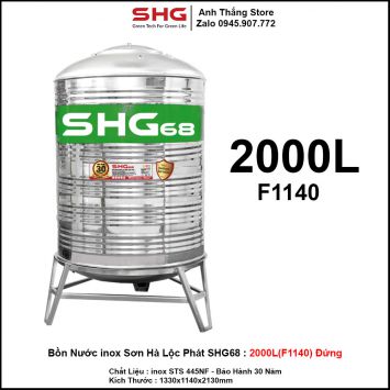 Bồn Nước inox Sơn Hà Lộc Phát SHG68 Đứng 2000L-F1140