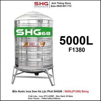 Bồn Nước inox Sơn Hà Lộc Phát SHG68 Đứng 5000L-F1380