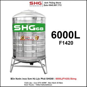 Bồn Nước inox Sơn Hà Lộc Phát SHG68 Đứng 6000L-F1420