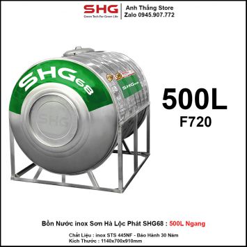 Bồn Nước inox Sơn Hà Lộc Phát SHG68 SHG68 Ngang 500L