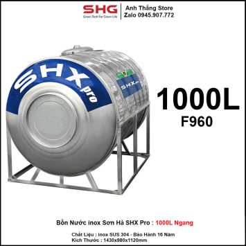 Bồn Nước inox Sơn Hà SHX Pro Ngang 1000L