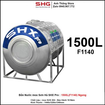 Bồn Nước inox Sơn Hà SHX Pro Ngang 1500L-F1140