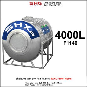 Bồn Nước inox Sơn Hà SHX Pro Ngang 4000L-F1140