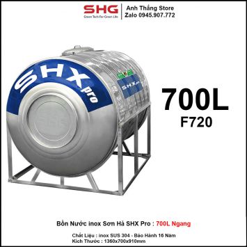 Bồn Nước inox Sơn Hà SHX Pro Ngang 700L