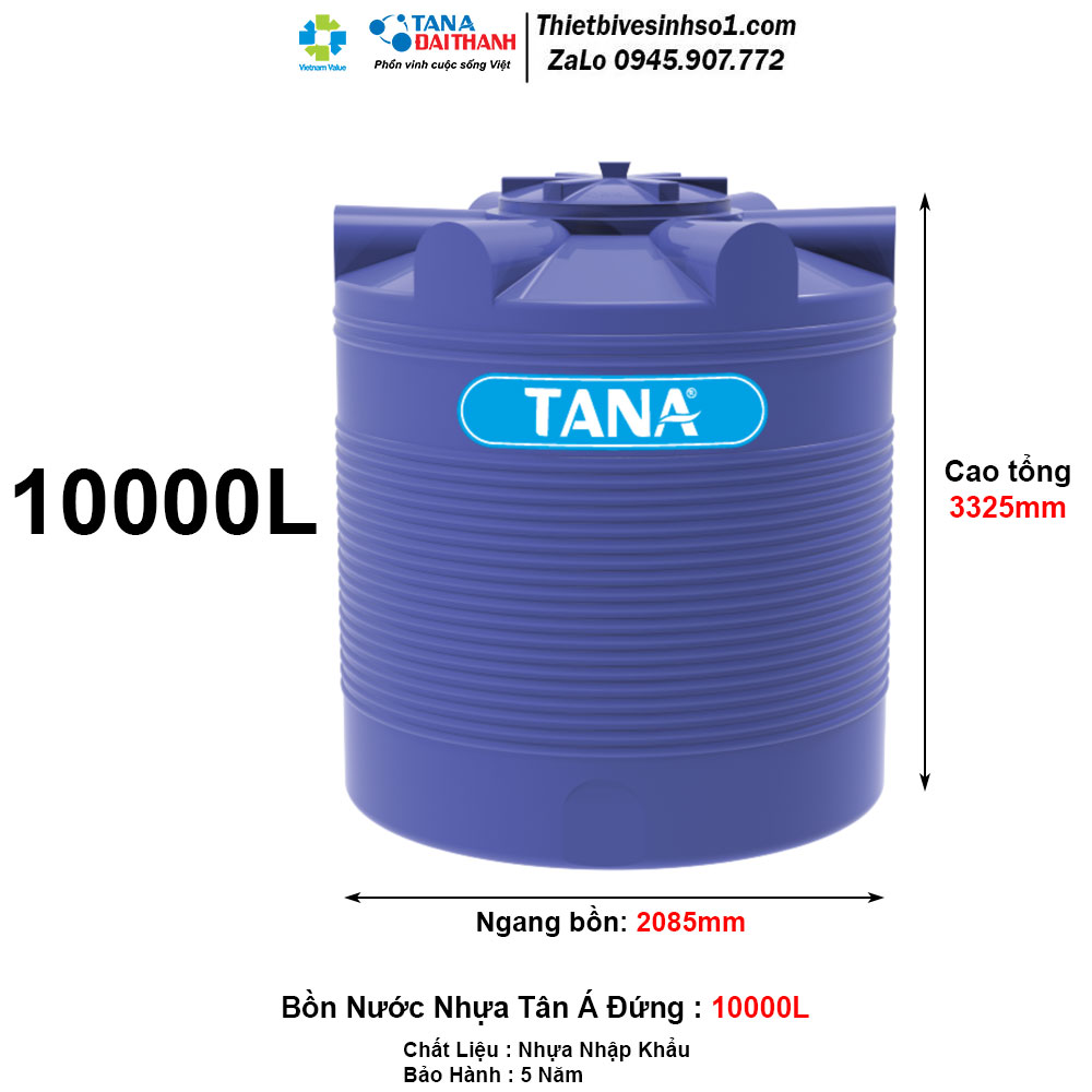 Bồn Nước Nhựa Tân Á Đứng 10000L