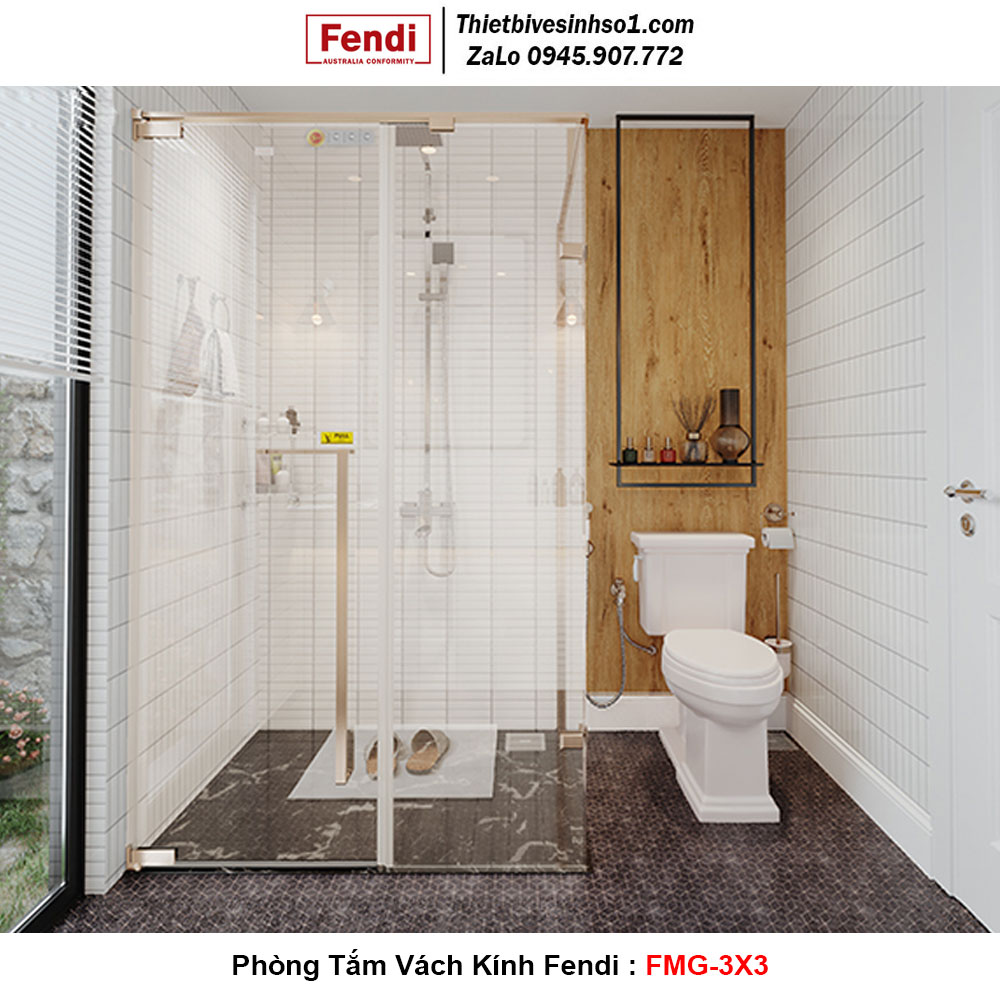 Phòng Tắm Vách Kính FENDI FMG-3X3 Gold