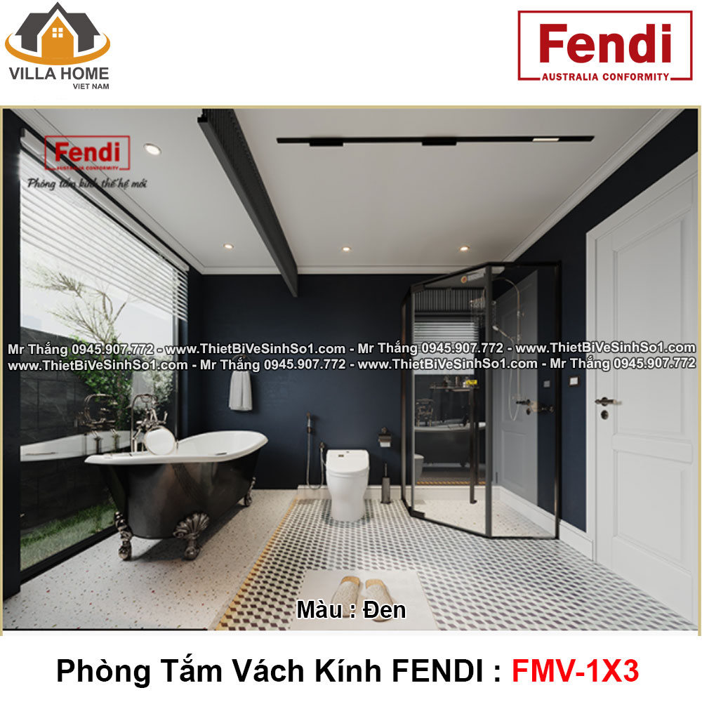 Phòng Tắm Vách Kính FENDI FMV-1X3 Black