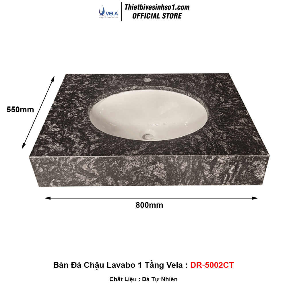 Bàn Đá Chậu Lavabo 1 Tầng Vela DR-5002CT