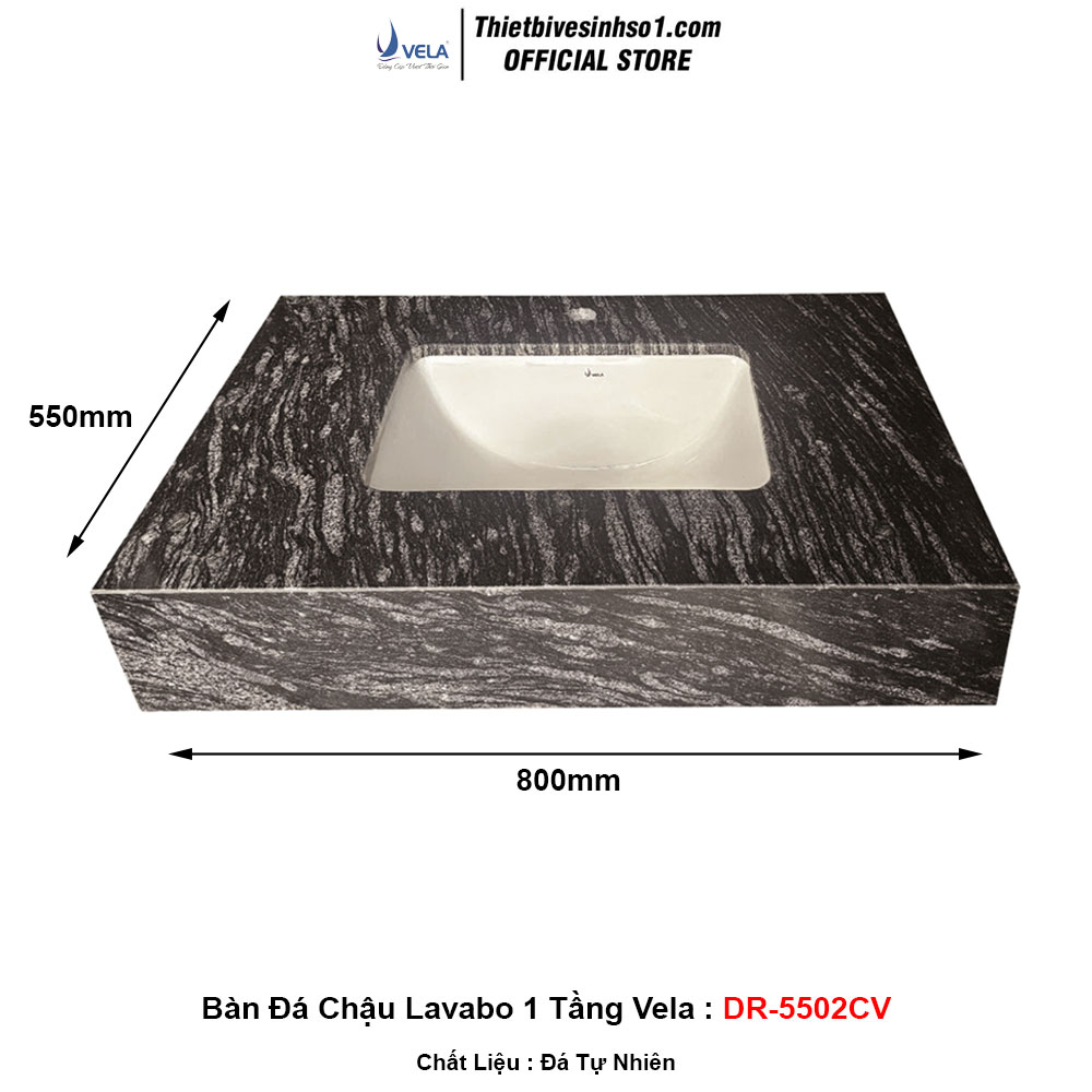 Bàn Đá Chậu Lavabo 1 Tầng Vela DR-5502CV