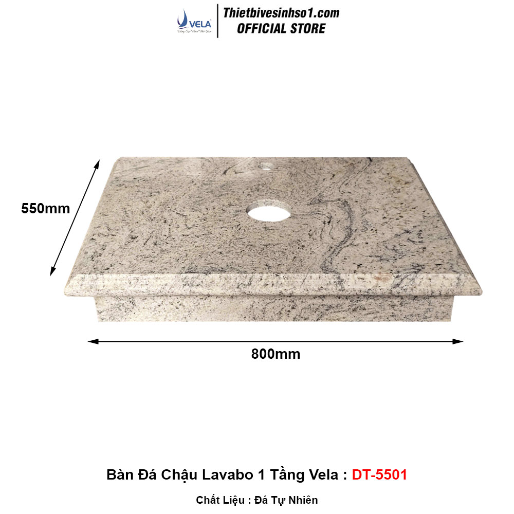 Bàn Đá Chậu Lavabo 1 Tầng Vela DT-5501 Bàn Đá Chậu Lavabo 1 Tầng Vela DT-5501