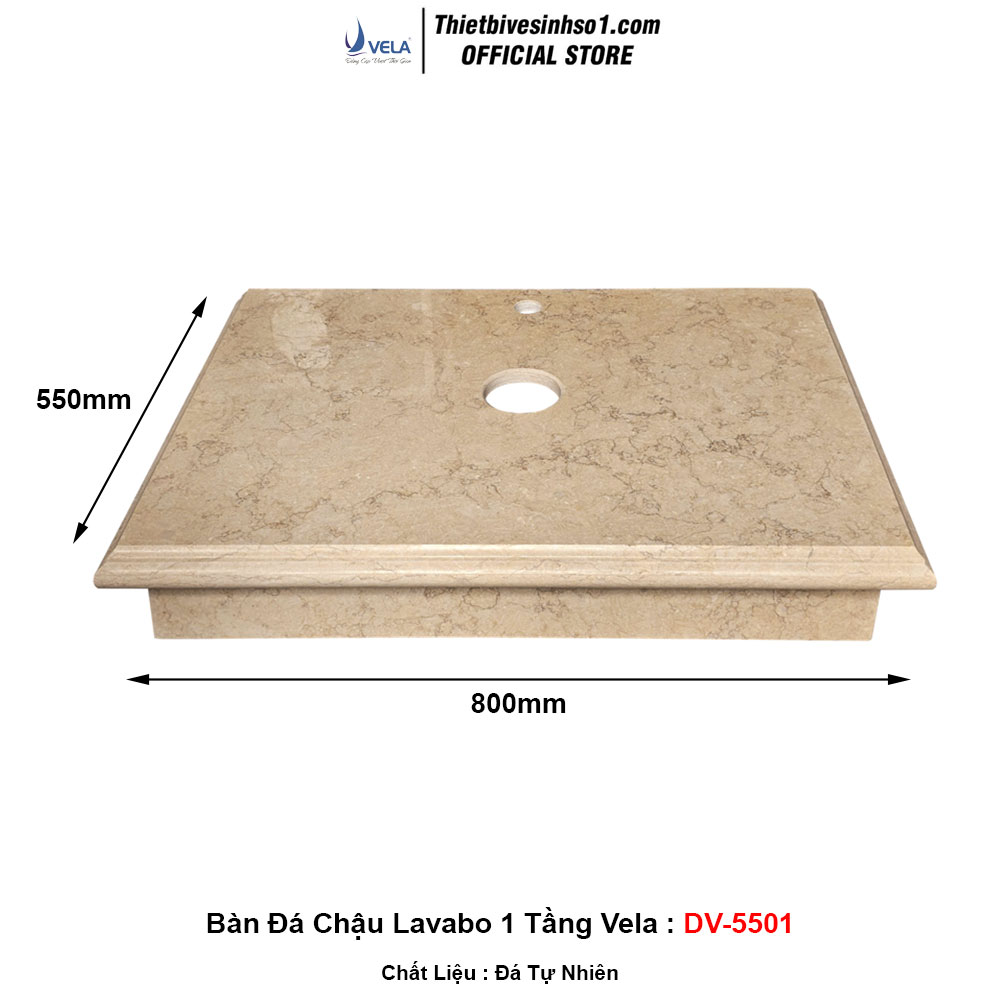 Bàn Đá Chậu Lavabo 1 Tầng Vela DV-5501 Bàn Đá Chậu Lavabo 1 Tầng Vela DV-5501