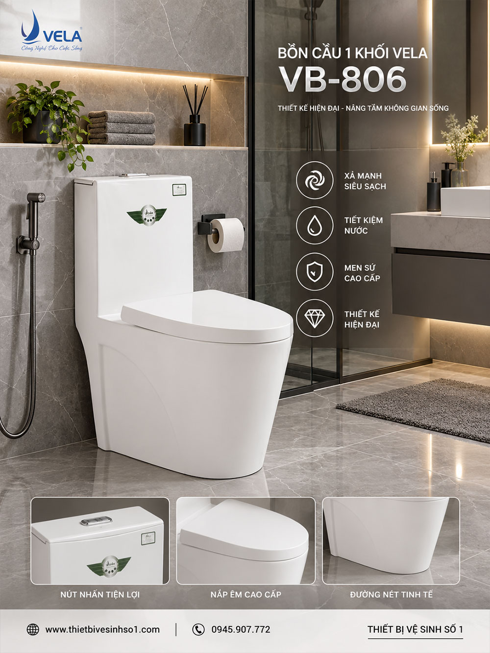 Bồn Cầu Vela VB-806 Bồn Cầu Vela VB-806