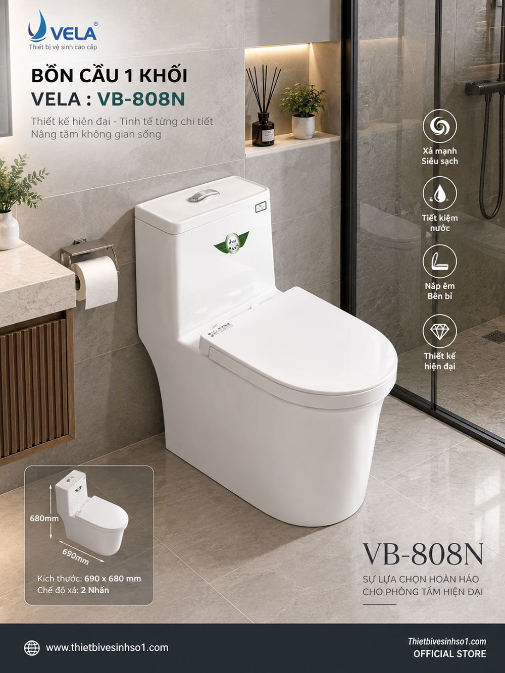 Bồn Cầu Vela VB-808N Bồn Cầu Vela VB-808N