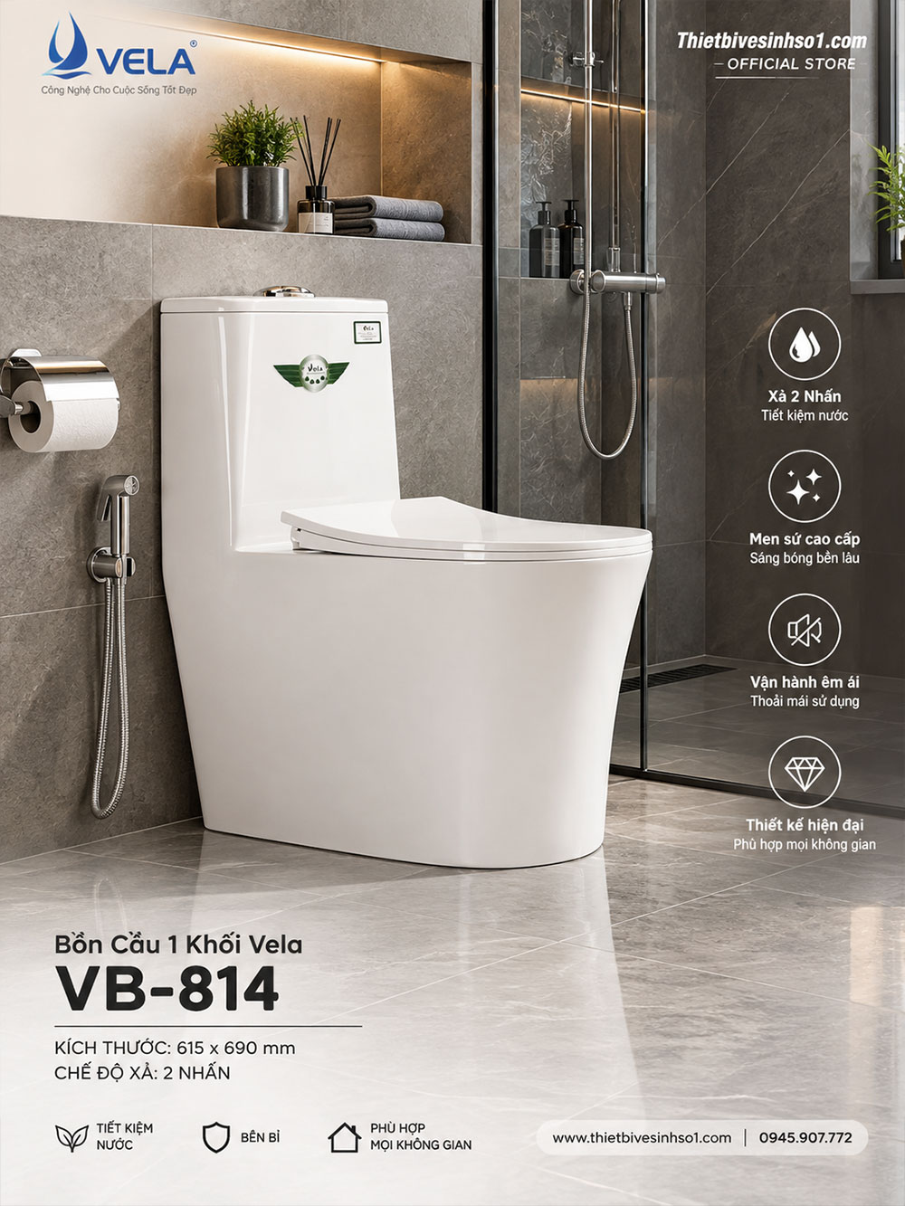 Bồn Cầu Vela VB-814 Bồn Cầu Vela VB-814
