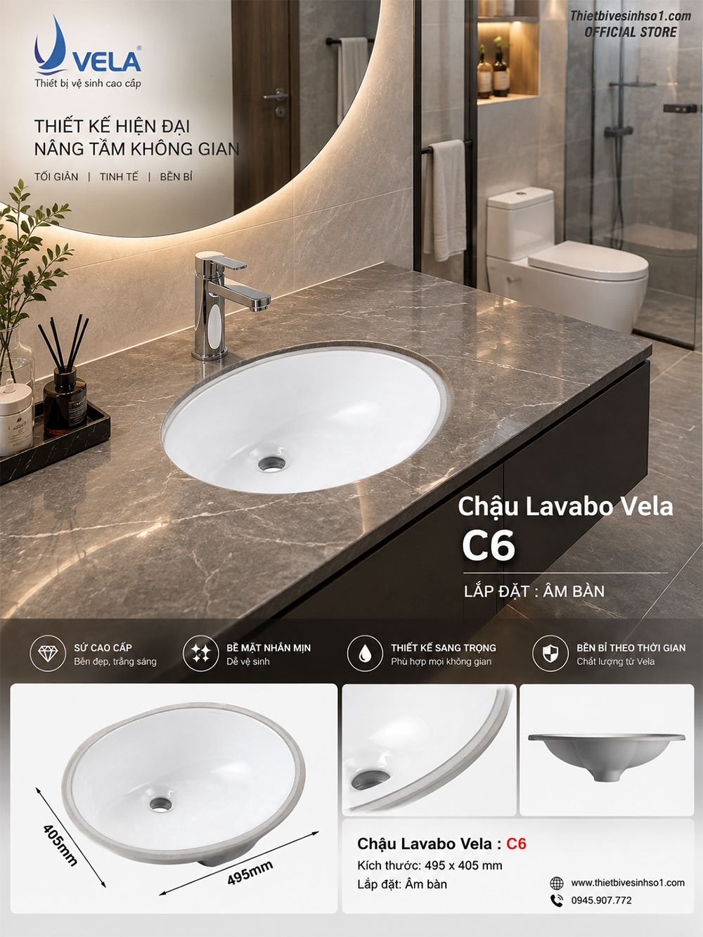 Chậu Lavabo Vela C6 Chậu Lavabo Vela C6