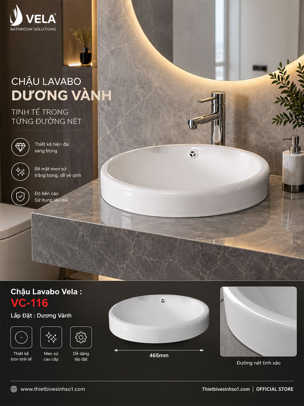 Chậu Lavabo Vela VC-116 Chậu Lavabo Vela VC-116