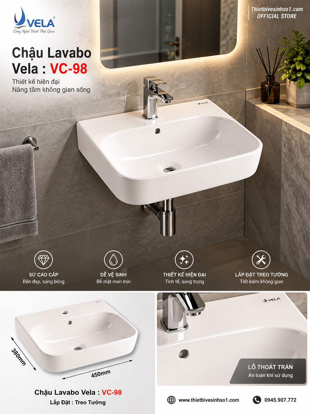 Chậu Lavabo Vela VC-98 Chậu Lavabo Vela VC-98