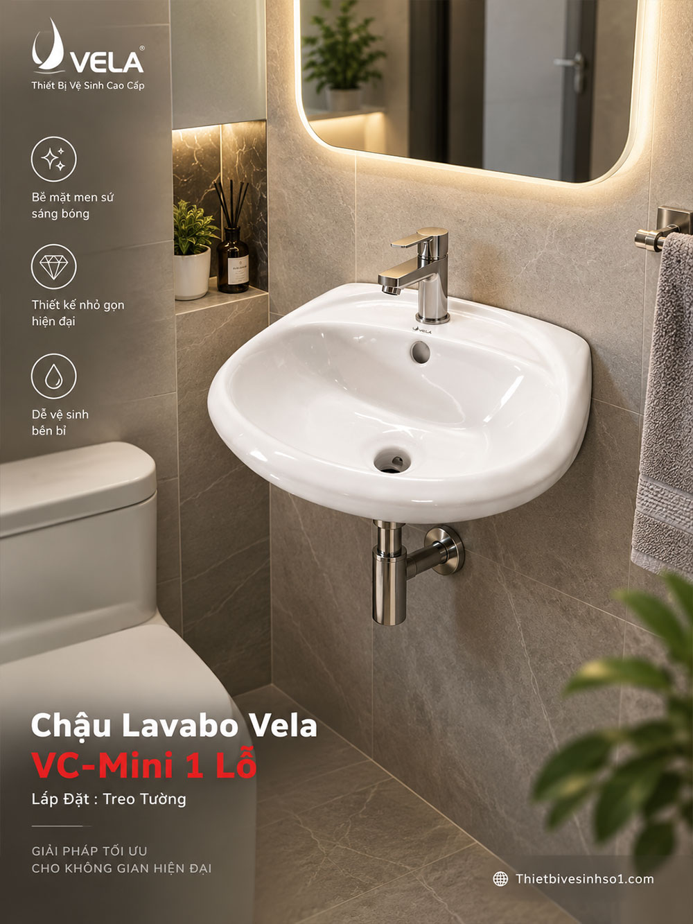 Chậu Lavabo Vela VC-Mini 1 Lỗ Chậu Lavabo Vela VC-Mini 1 Lỗ
