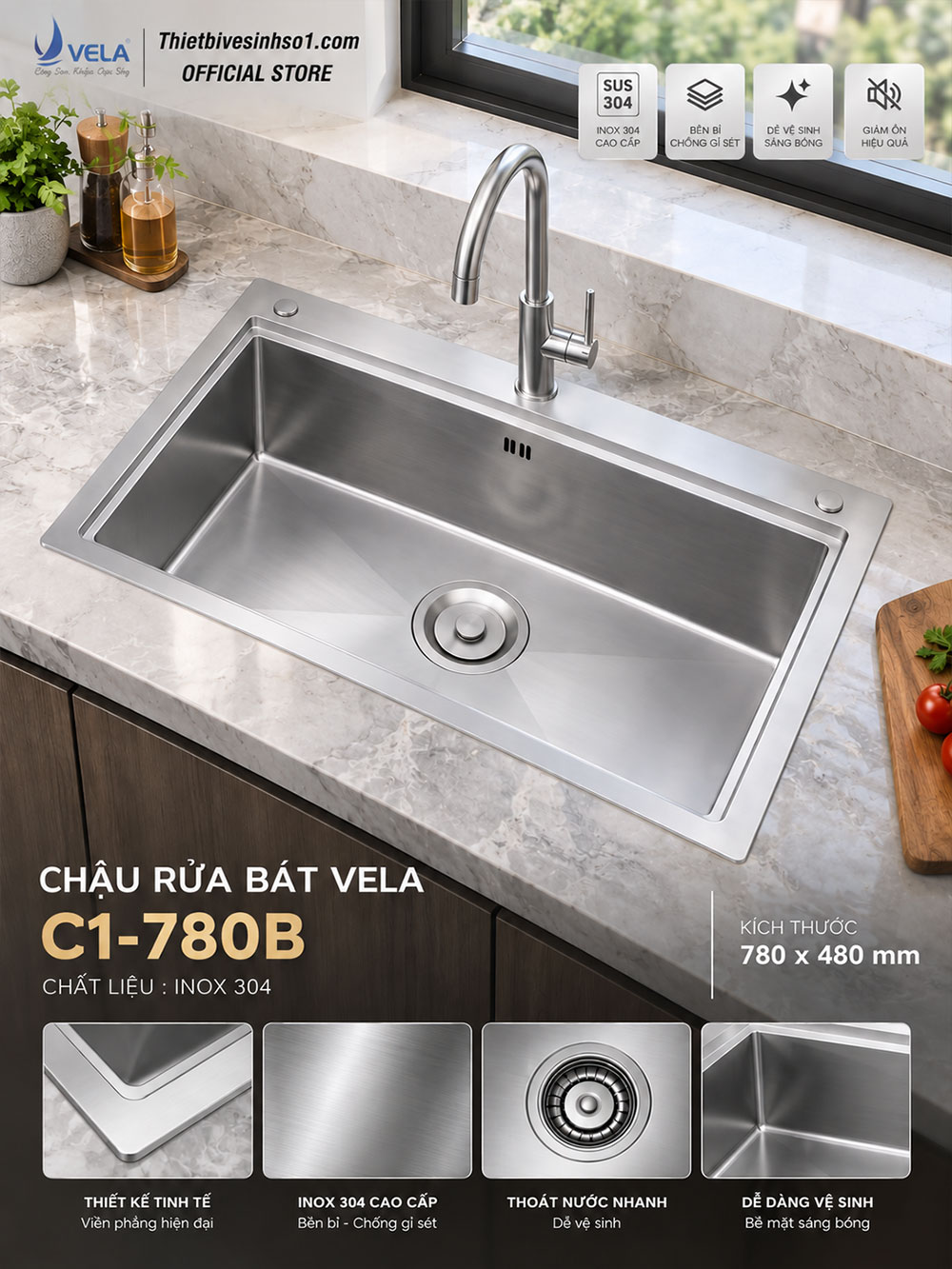 Chậu Rửa Bát Vela C1-780B Chậu Rửa Bát Vela C1-780B