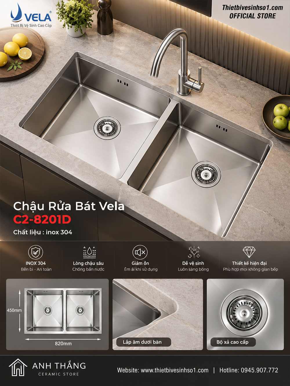 Chậu Rửa Bát Vela C2-8201D Chậu Rửa Bát Vela C2-8201D