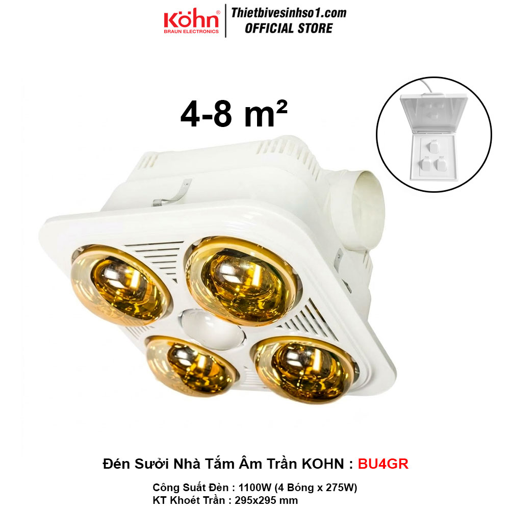 Đèn Sưởi Nhà Tắm Âm Trần KOHN BU4GR