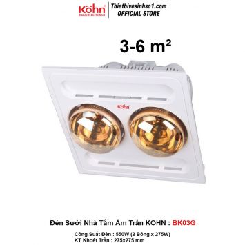 Đèn Sưởi Nhà Tắm Âm Trần KOHN BK03G