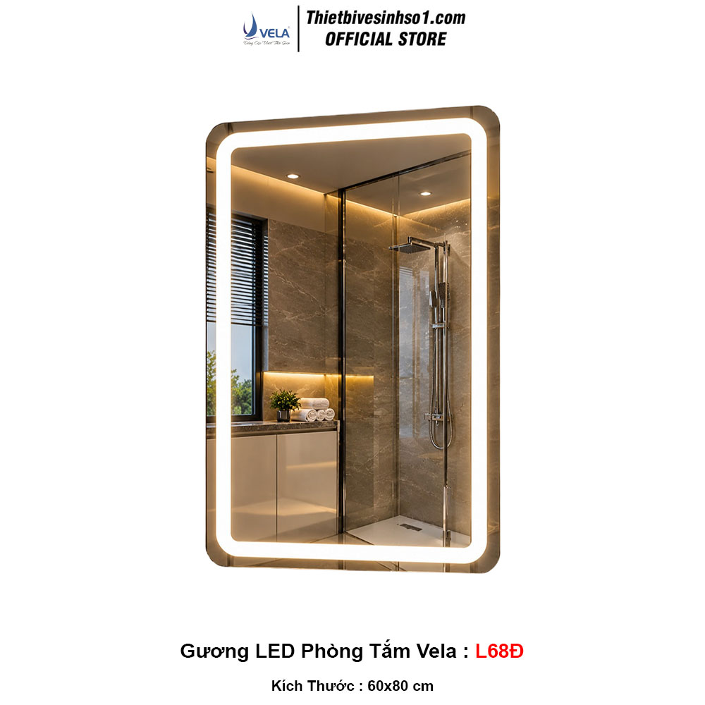 Gương LED Phòng Tắm Vela L68Đ