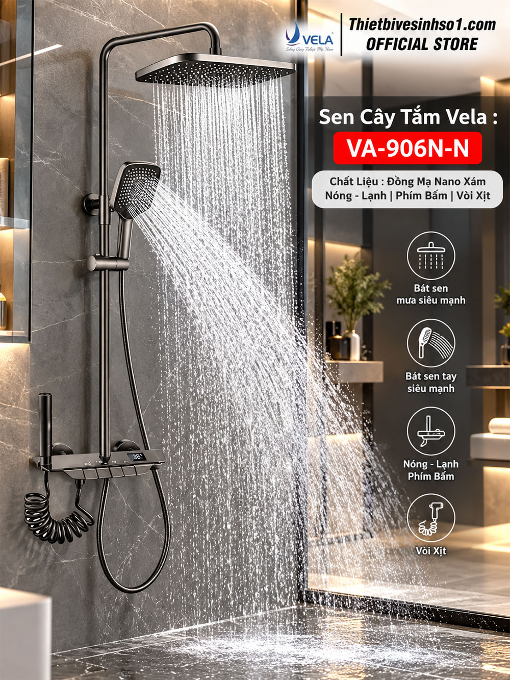 Sen Cây Tắm Vela VA-906N-N Sen Cây Tắm Vela VA-906N-N