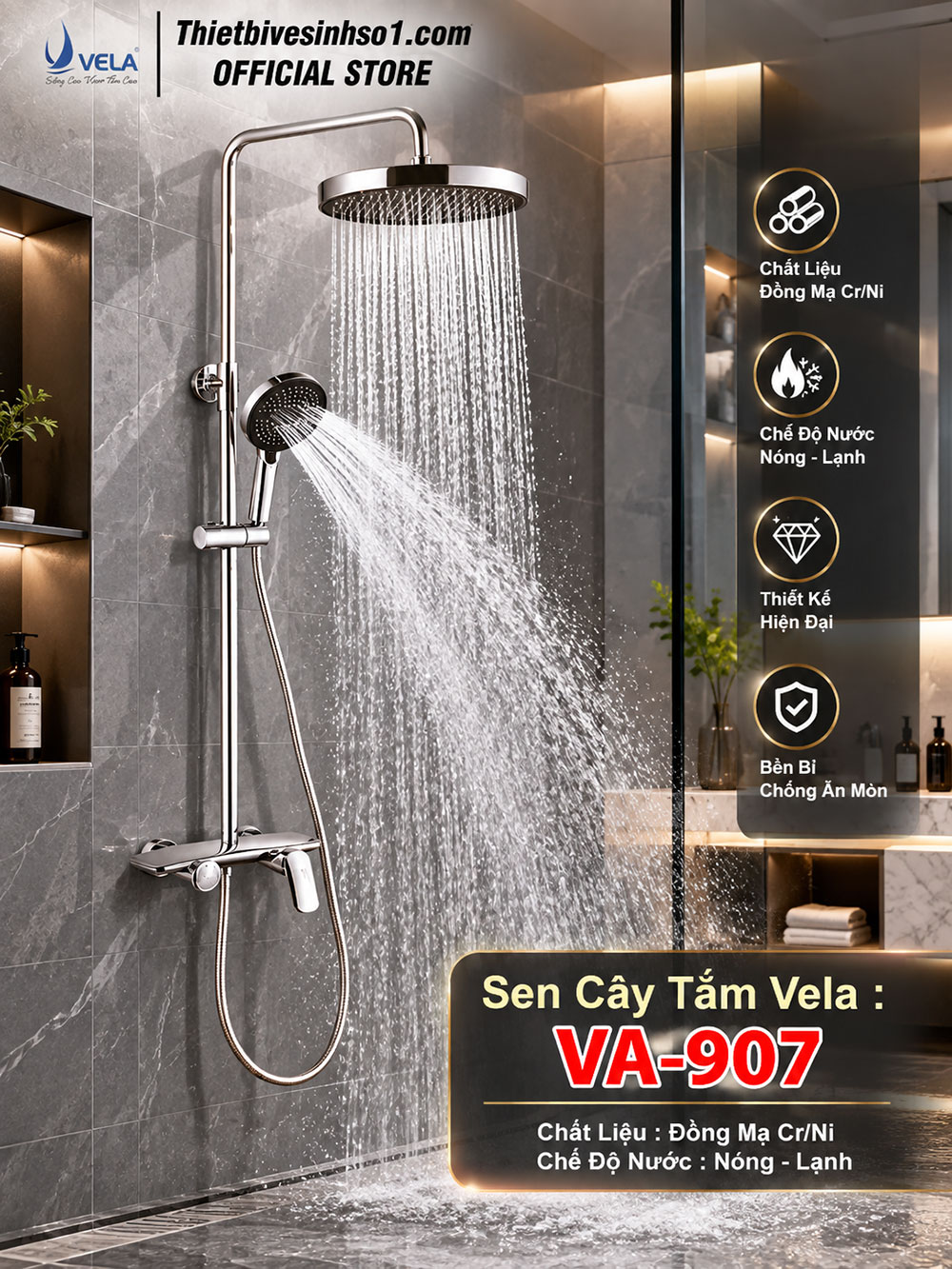 Sen Cây Tắm Vela VA-907 Sen Cây Tắm Vela VA-907