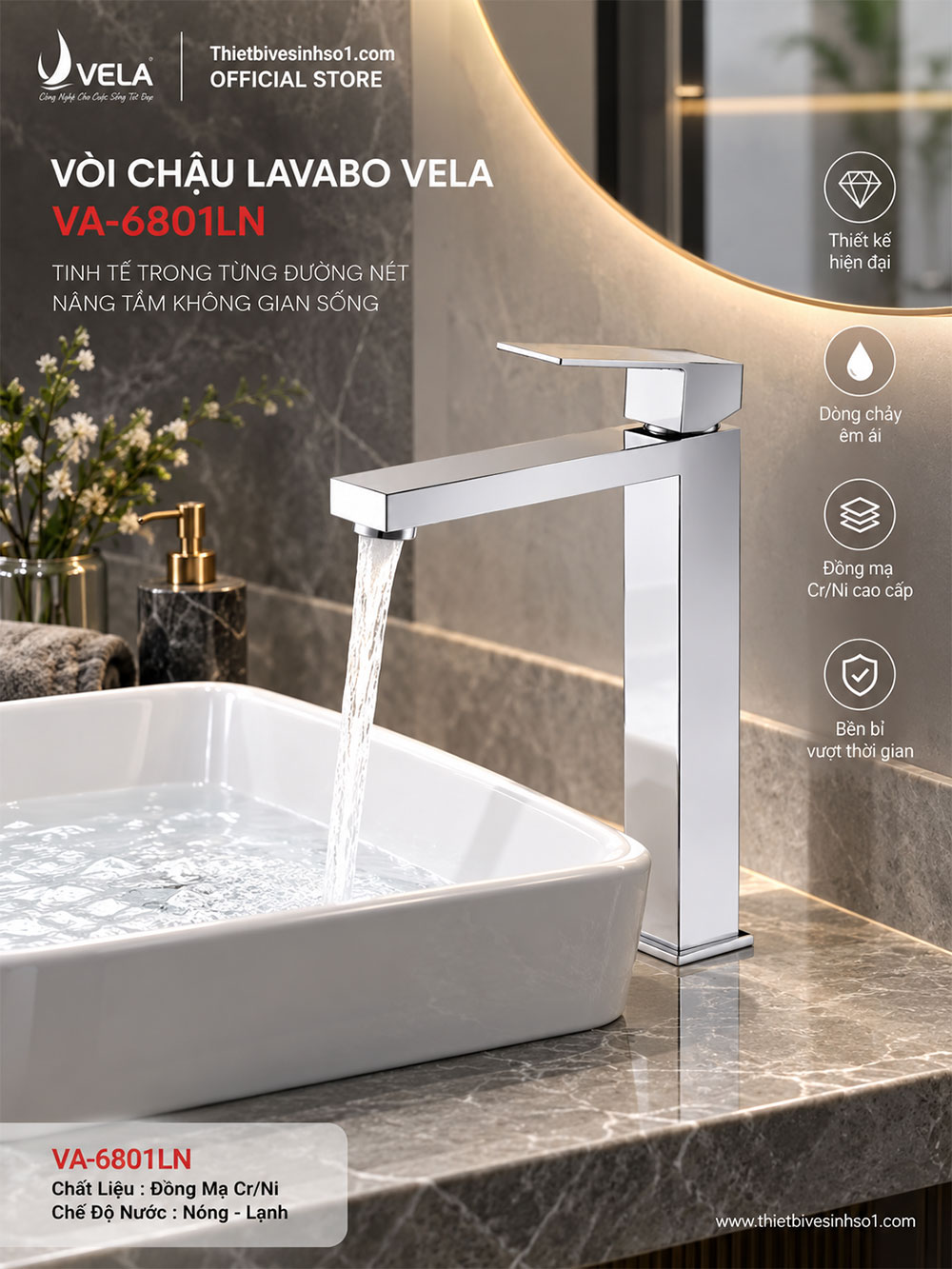 Vòi Lavabo Vela VA-6801LN Vòi Lavabo Vela VA-6801LN