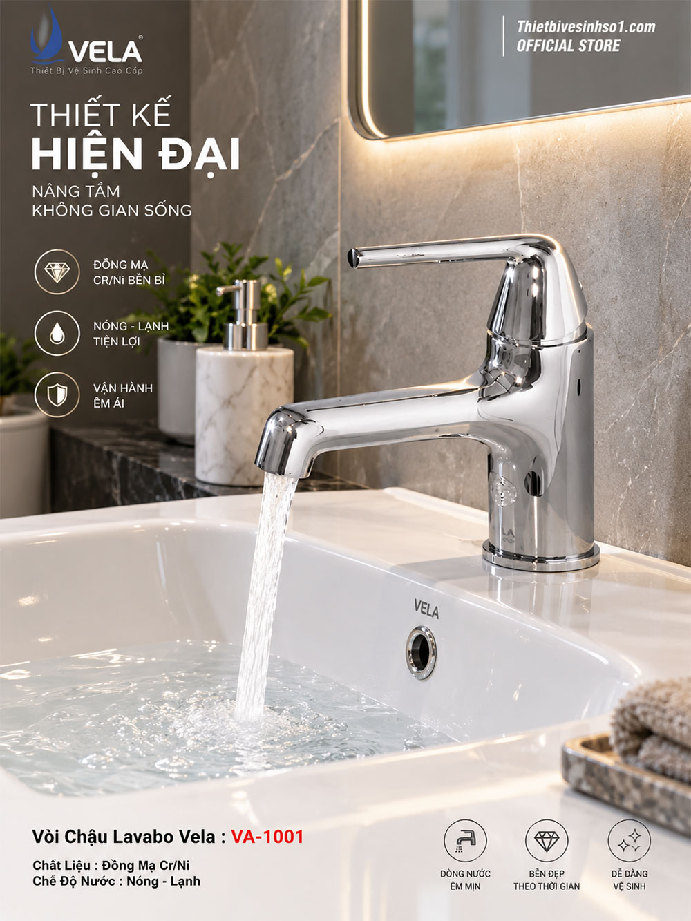 Vòi Lavabo Vela VA-1001 Vòi Lavabo Vela VA-1001