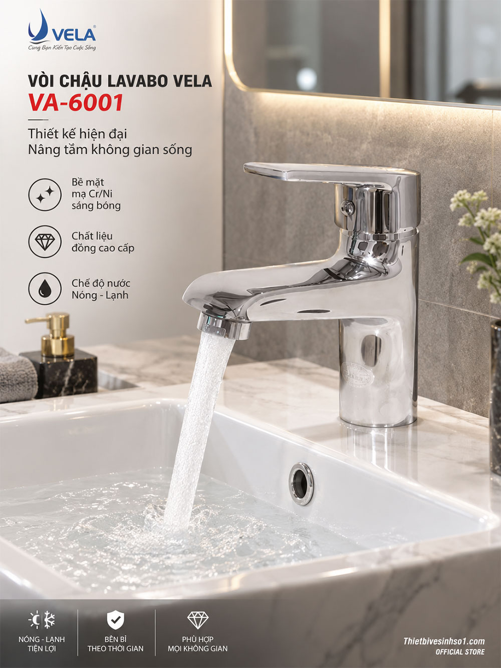 Vòi Lavabo Vela VA-6001 Vòi Lavabo Vela VA-6001