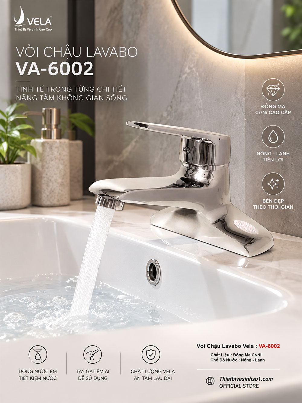 Vòi Lavabo Vela VA-6002 Vòi Lavabo Vela VA-6002
