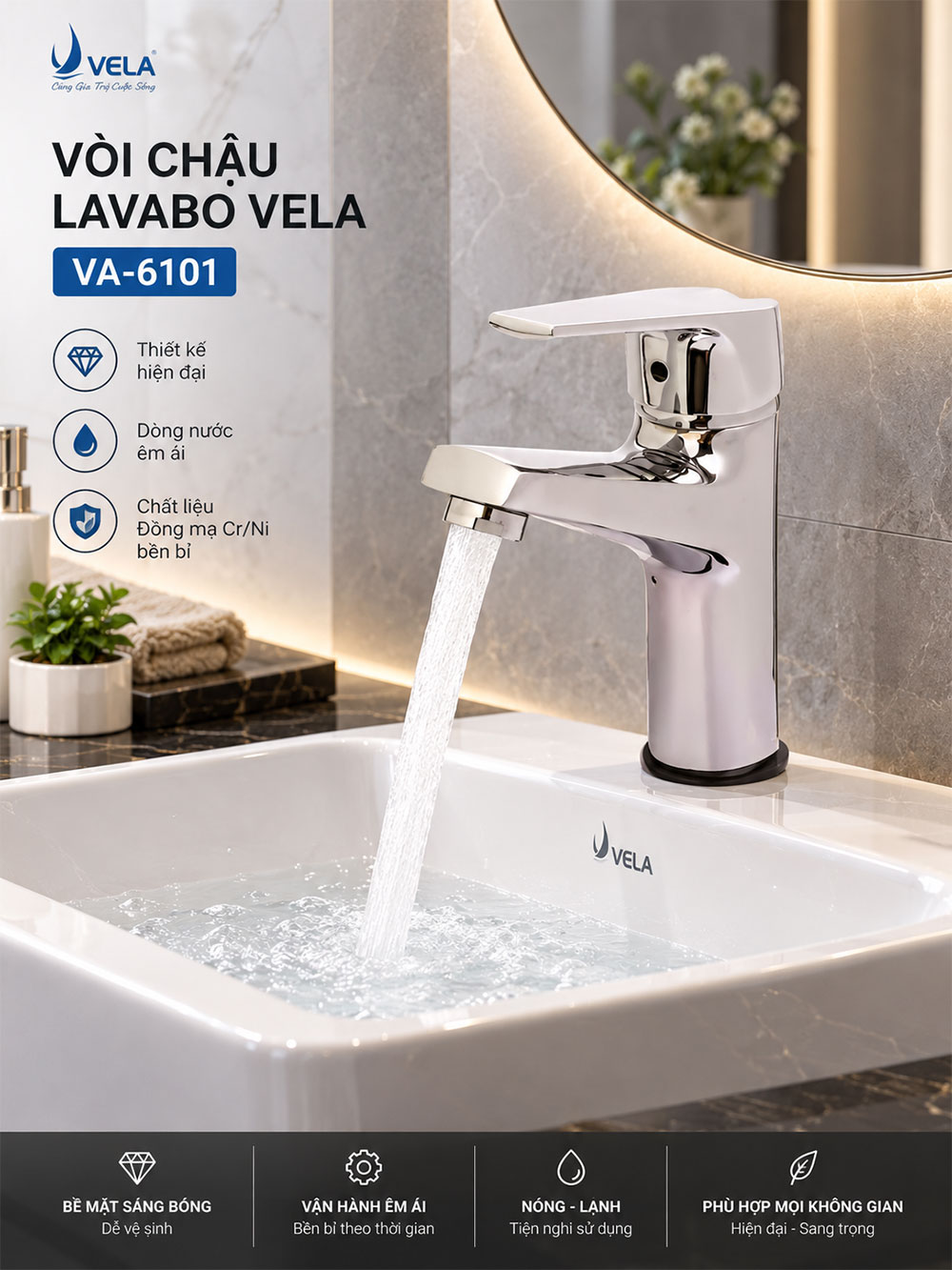 Vòi Lavabo Vela VA-6101 Vòi Lavabo Vela VA-6101
